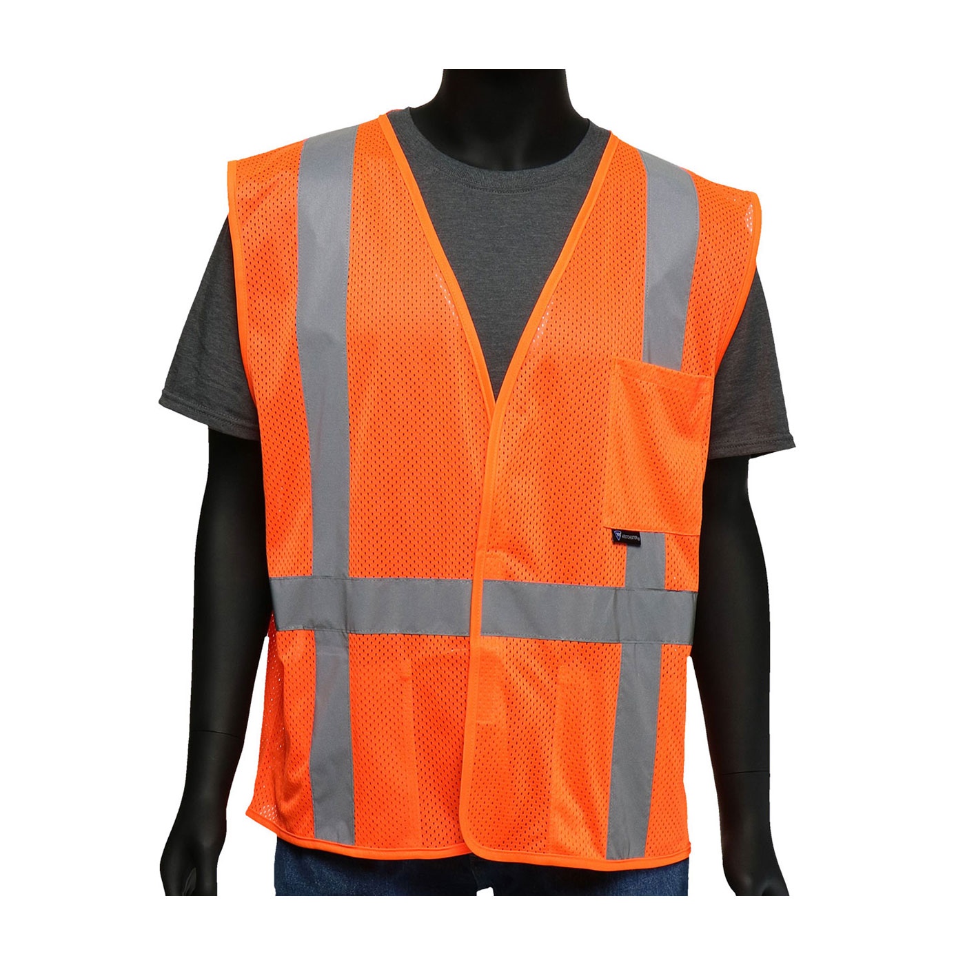 VEST SAF XL HI-VIZ ORN POLYEST MESH