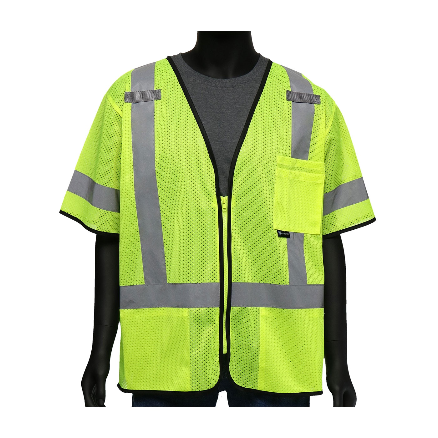 VEST SAF M HI-VIZ GRN POLYEST MESH