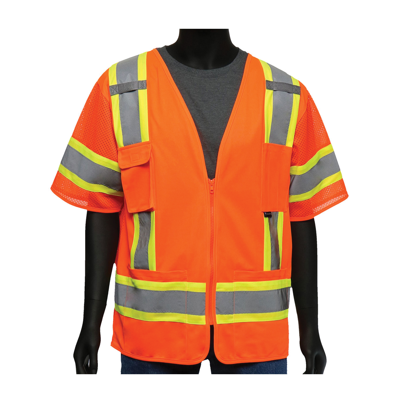 VEST SAF SURVEYORS 4XL HI-VIZ ORN