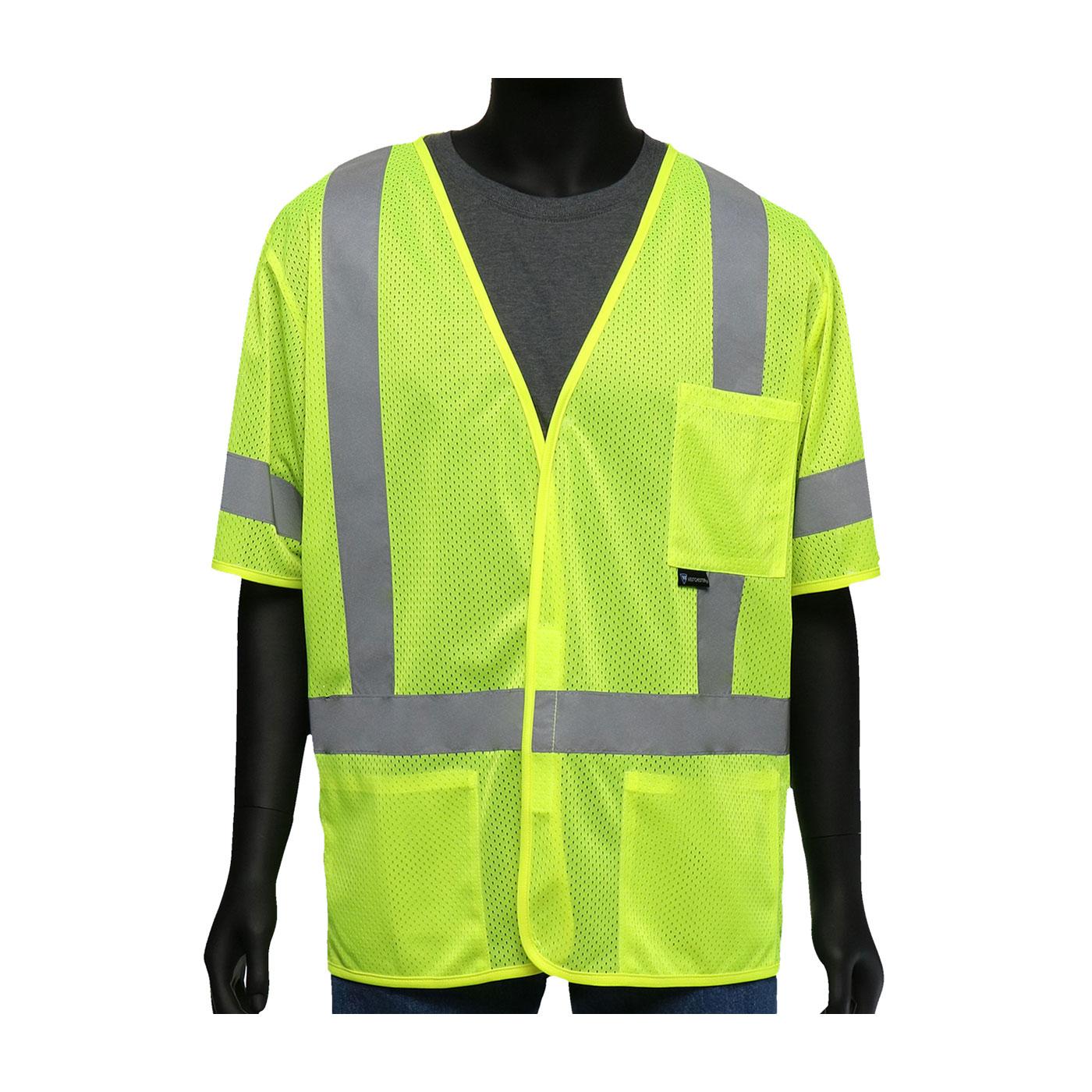 VEST SAF L HI-VIZ GRN POLYEST MESH