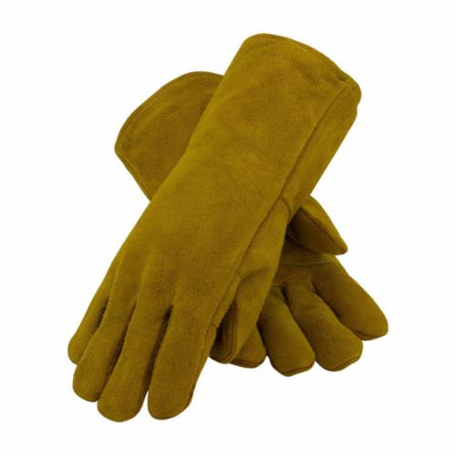 PIP® 73-7085 Welding Gloves, L, Split Cowhide Leather, Brown, Cotton/Foam Lining, Gauntlet Cuff, 13-1/2 in L, 1.2 mm THK Glove Material