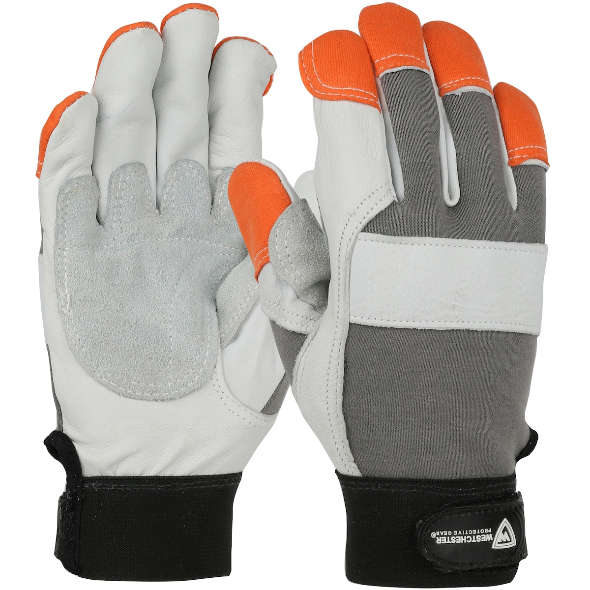 GLOVES GP LTHR PALM/WORK 2XL GRA/ORN FLM