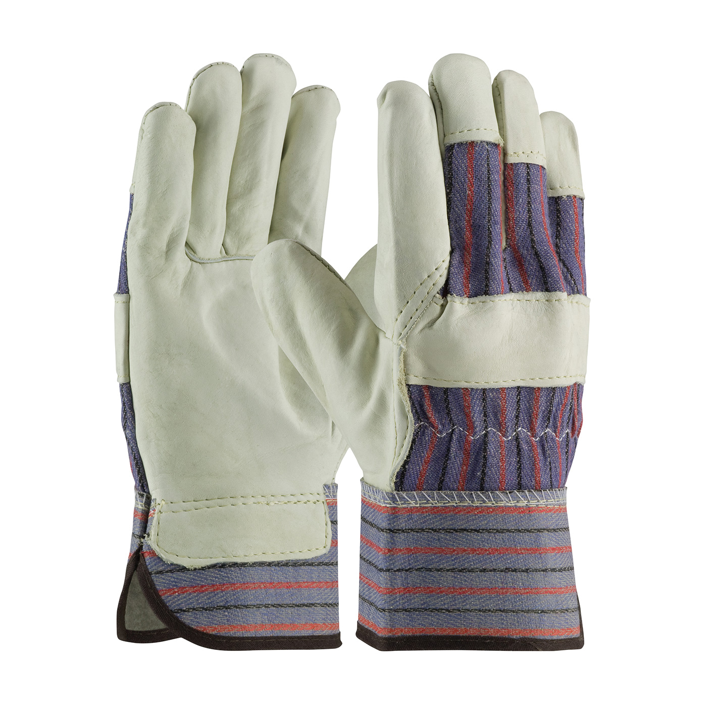 GLOVES PRP GENL LTHR PALM L BK/BL/R