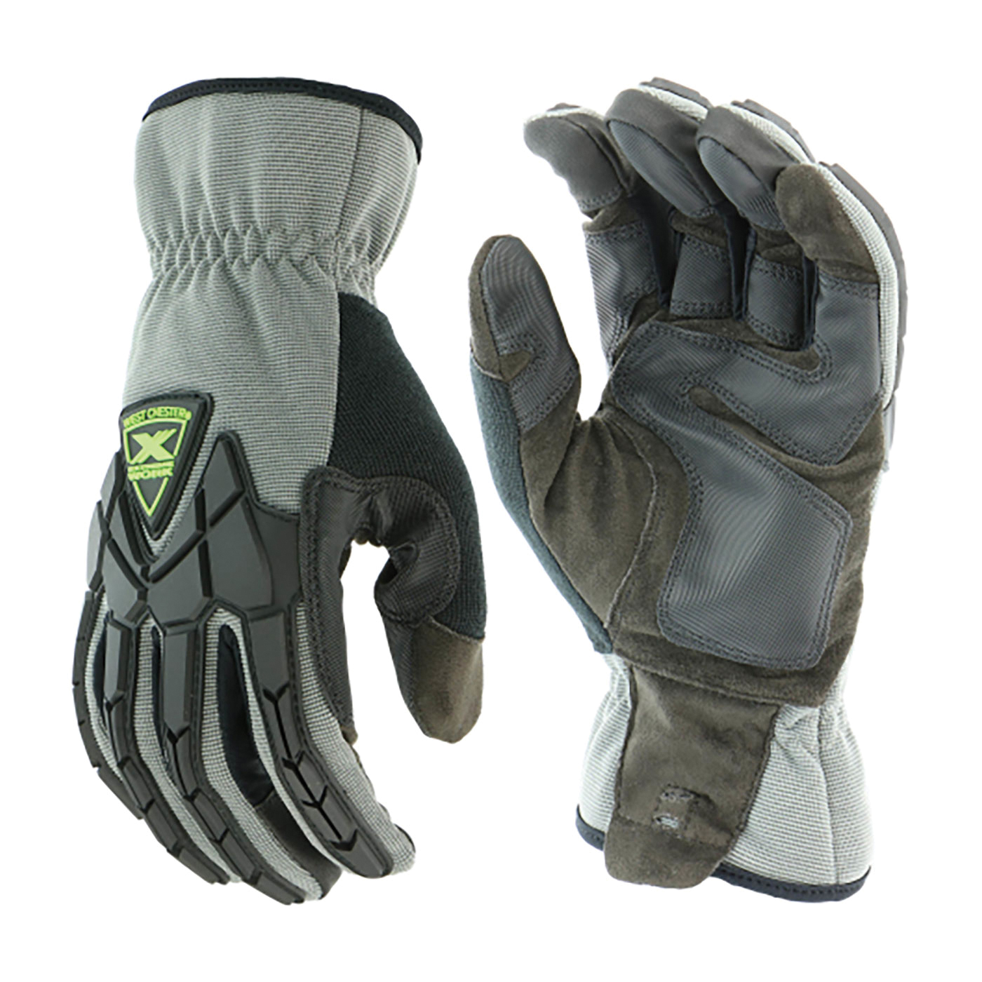 GLOVES GP LTHR PALM/WORK M SUEDE BK/GRA
