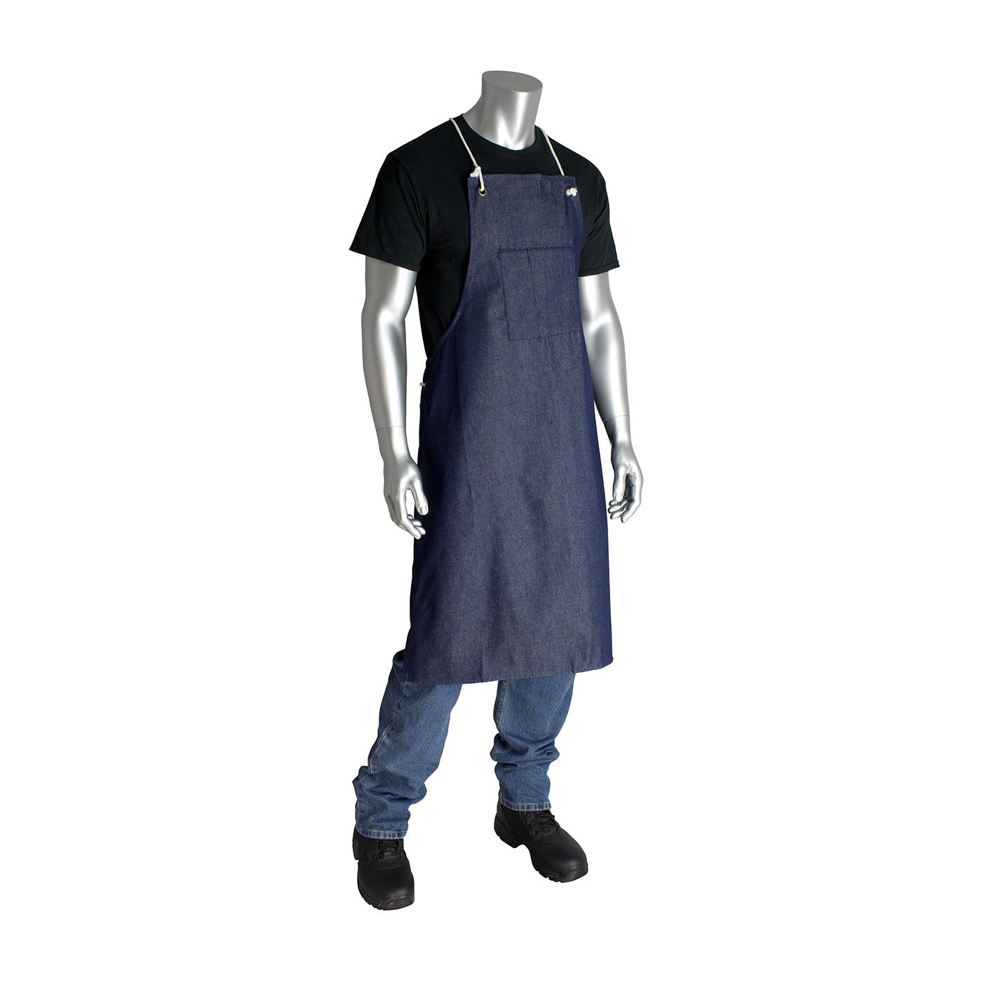 APRON BIB UNIV BL DENIM 36IN 28IN TIE