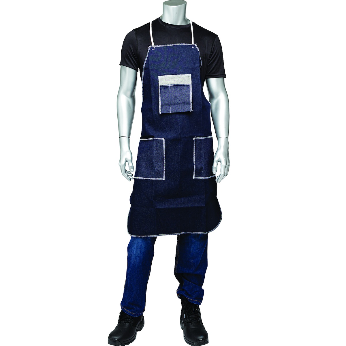 APRON BIB UNIV BL DENIM 36IN 28IN TIE
