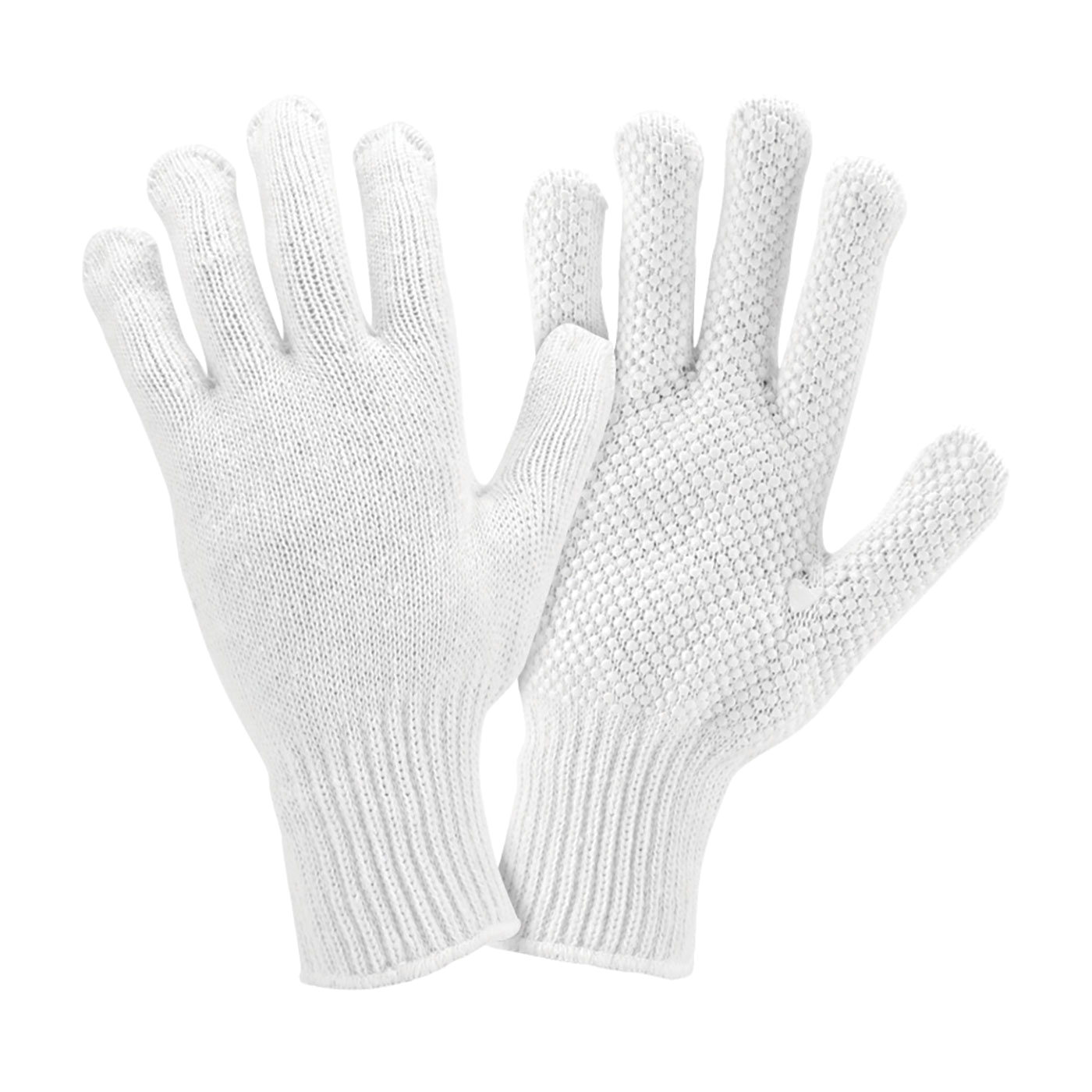 PIP® K708SKWL K708SKW Women's General Purpose Gloves, Work, Grip/Seamless Style, Cotton/Polyester/PVC Palm, Bleached White, Knit Wrist Cuff, PVC Coating