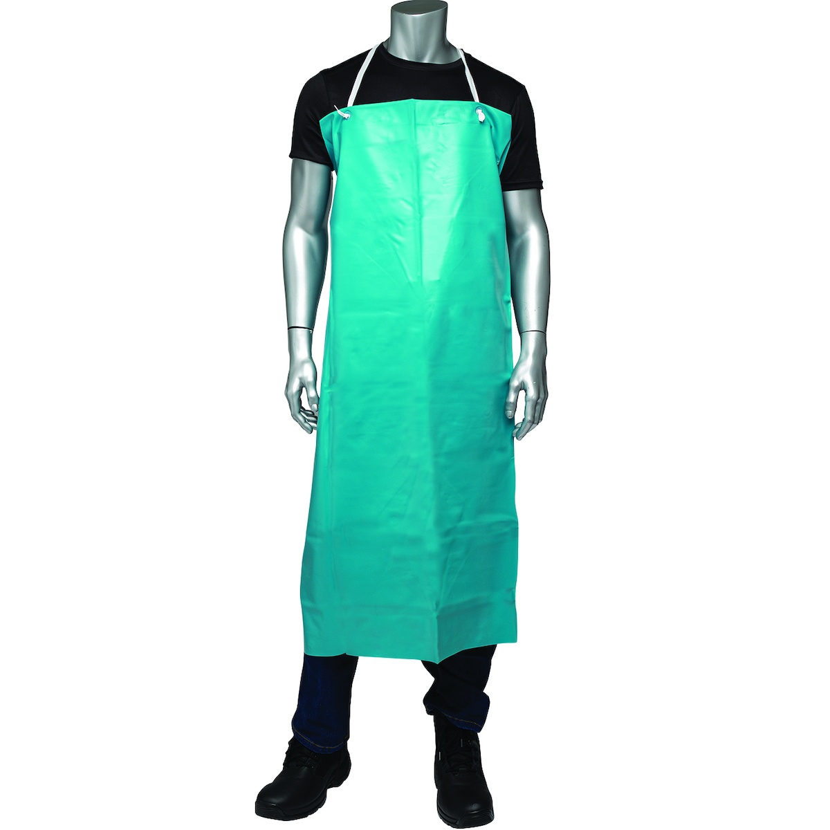 APRON BIB GRN VINYL 50IN 35IN TIE RAW