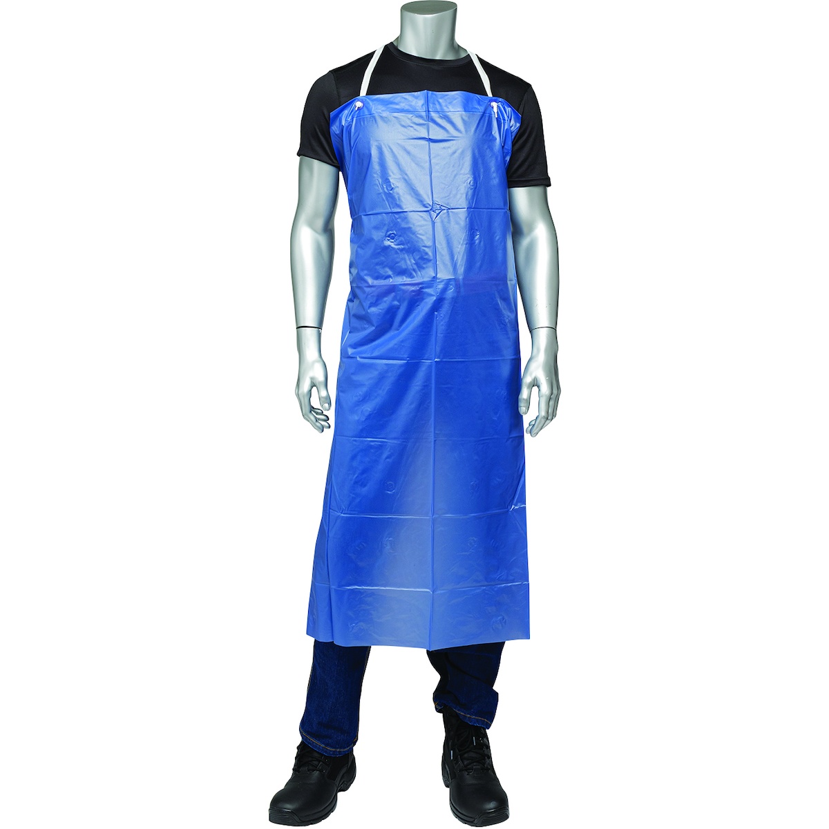 APRON BIB BL VINYL 45IN 35IN WAIST TIE