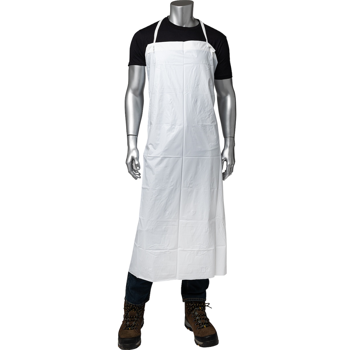 APRON BIB WHT VINYL 45IN 35IN WAIST TIE