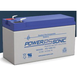 Power-Sonic® PS-1290F2 Rechargeable Sealed VRLA Lead-Acid Battery, Lead-Acid, 12 V DC V Nominal, 9 Ah Nominal, 6 Cell