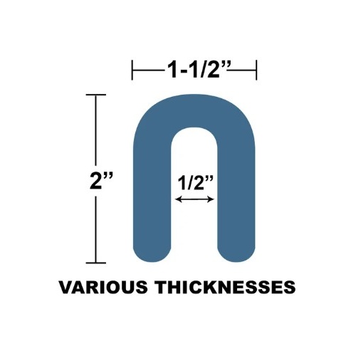 Precision Brand® 06005 10 Series High Impact Slotted Horseshoe Construction Shim, 2 in L x 1-1/2 in W, 1000 Pieces, Plastic, Blue
