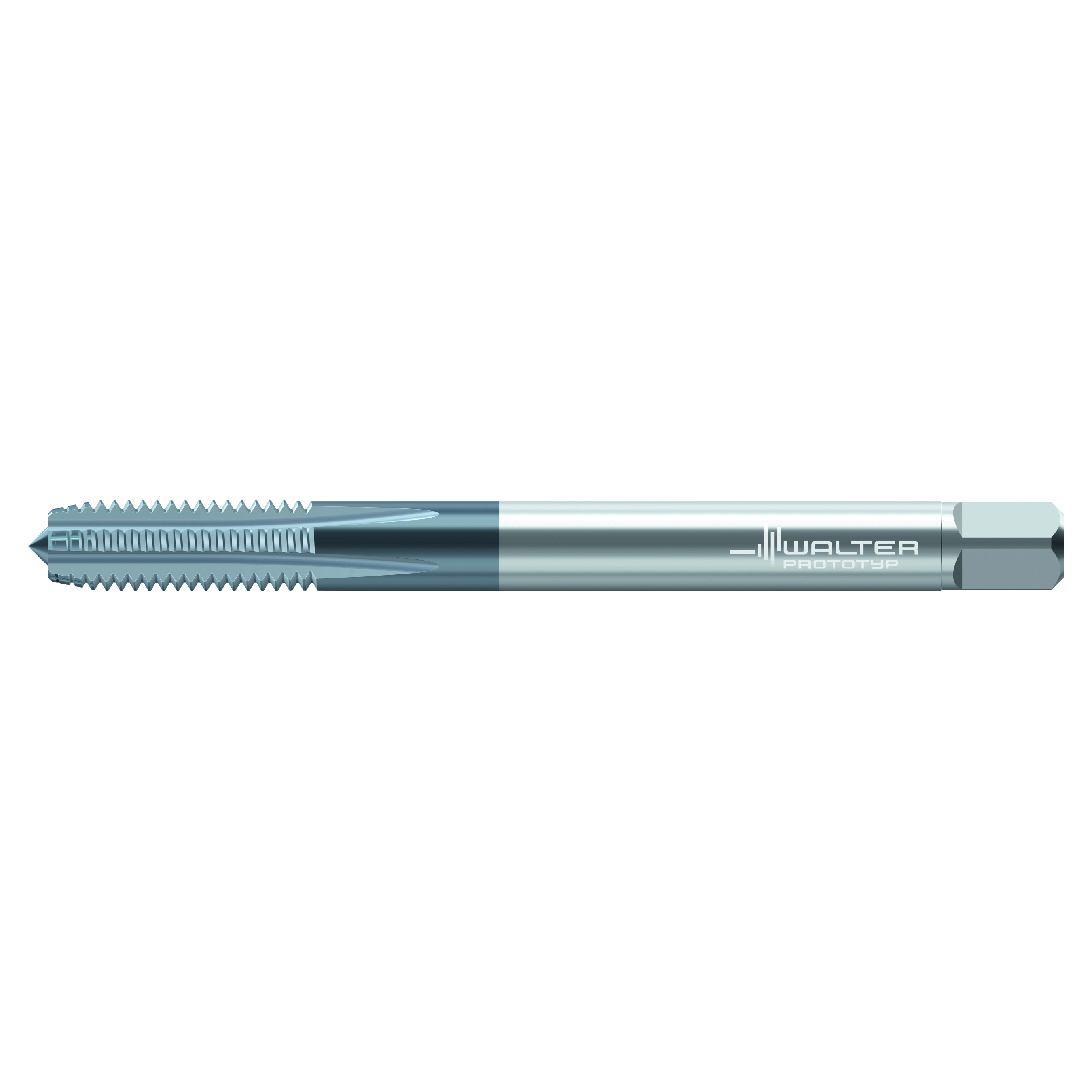 Prototyp 7559349 TC388 Supreme Machine Straight Flute Tap, Right Hand Cutting, M6 Thread, 6HX Thread Limit, 2-3xTP Semi-Bottom Chamfer, 5 Flutes, TiCN, Solid Carbide