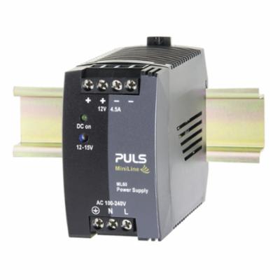 Puls ML60.121 Power Supply, 100 to 240 VAC/110 to 300 VDC Input, 12 to 15 V DC Output, 54 W Power Rating, 3.6 to 4.5 A, DIN Rail Mount