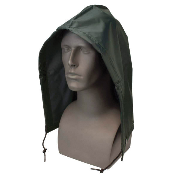 HOOD UNIV GRN NYL/PVC DRAW CORD/SNAP