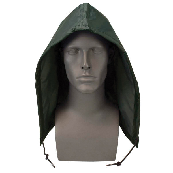 HOOD UNIV GRN NYL/PVC DRAW CORD/SNAP