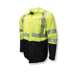 SHIRT WIND 3XL BK/HI-VIZ GRN POLYEST BTN