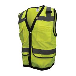 VEST SAF SURVEYOR S HI-VIZ GRN SNAP 9 HD