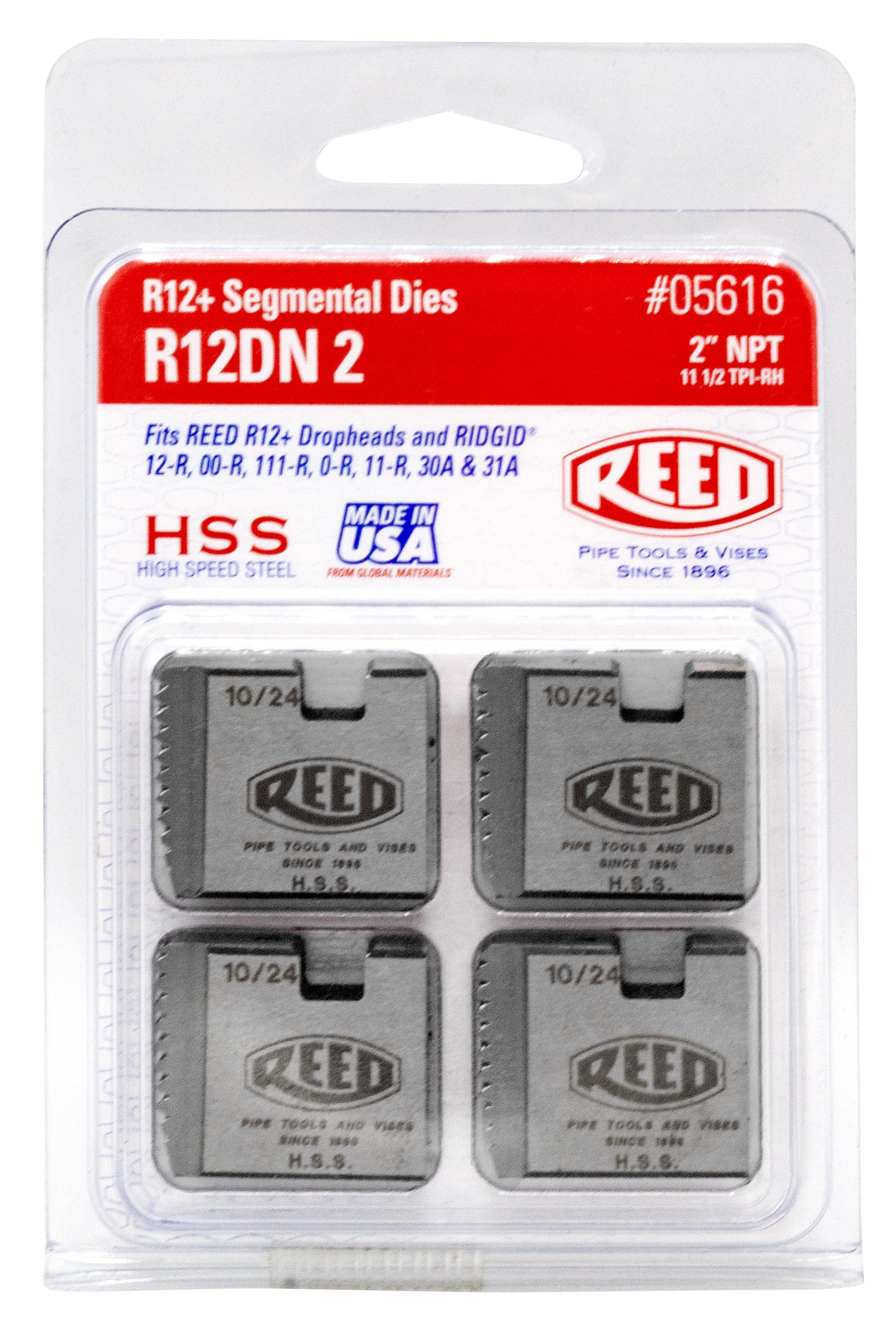 Reed 05616 R12+ Segmental Die, 2 in NPT Thread, Right Thread, 4 Pieces, HSS