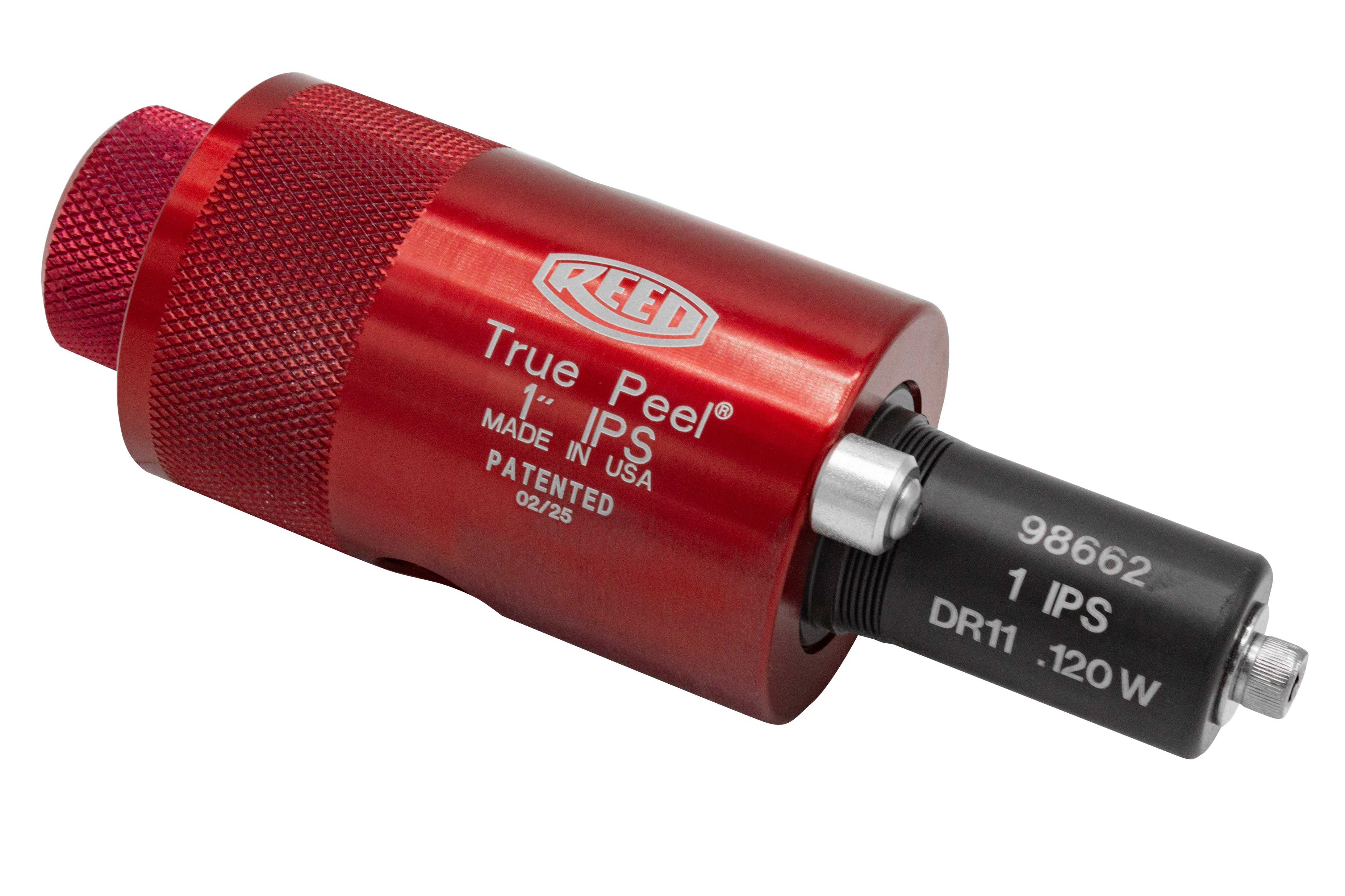 Reed True Peel™ 04637 Peeler, For Use With: 98662 1 in IPS DR11 0.12 Wall Mandrel, Aluminum Handle, Square Steel Blade, Red Anodized