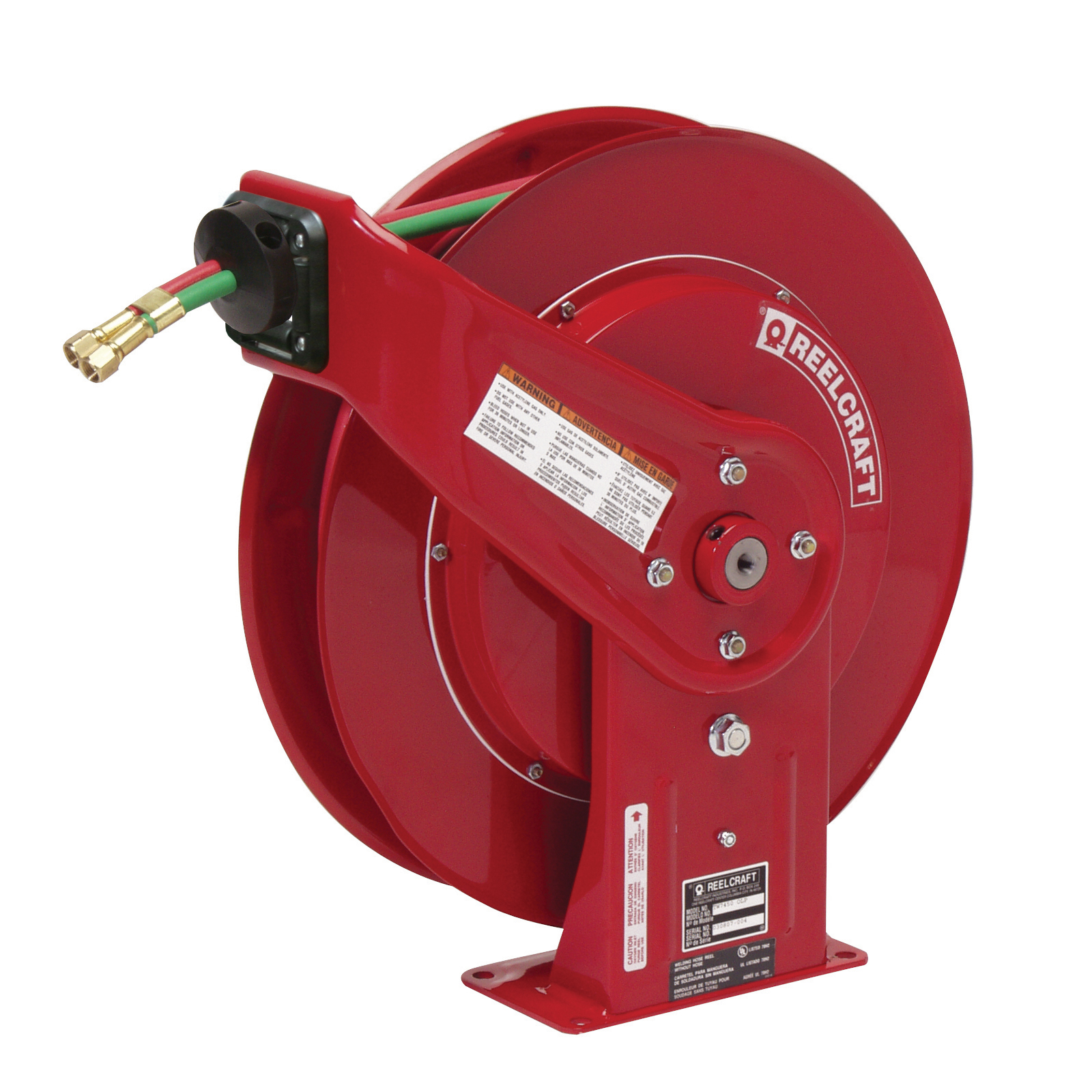 Reelcraft® TW7450 OLP Dual Swivel Hose Reel, 9/16-18 Female Hose Outlet, 1/4 in ID x 50 ft L Hose, 200 psi Pressure, 150 deg F