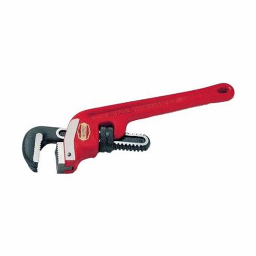 RIDGID® 31070 E-14 End Pipe Wrench, 2 in Pipe, 14 in OAL, Floating Forged Hook Jaw, Cast Iron Handle, Knurled Nut Adjustment, Red