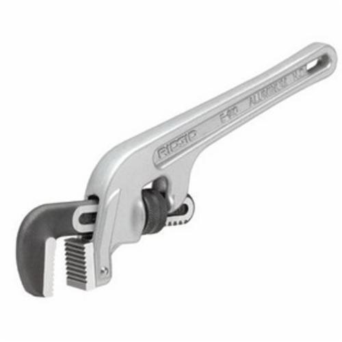RIDGID® 90107 E-910 End Pipe Wrench, 1-1/2 in Pipe, 10 in OAL, Floating Forged Hook Jaw, Aluminum Handle, Knurled Nut Adjustment, Silver