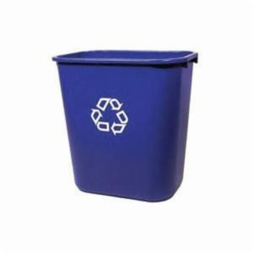 Rubbermaid® 2956-73 Medium Deskside Recycling Container With Universal Recycle Symbol, 28-1/8 qt, 14.4 in L, Plastic, Bottle/Can/Paper/Plastic/Trash Recycling, 1 Openings, Blue