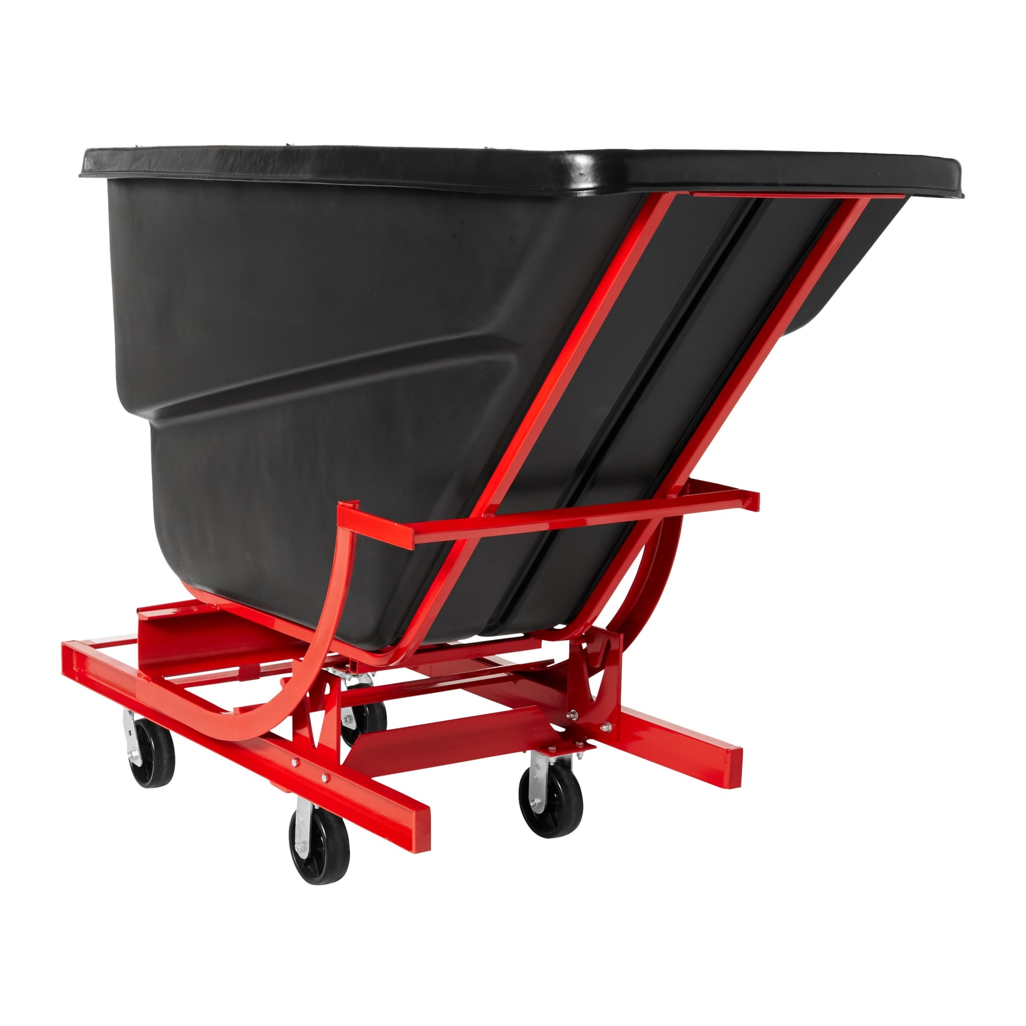 Rubbermaid® FG105943BLA 1059-43 Standard Base Self-Dumping Hopper With 6 in Dia Polyolefin Casters, 1 cu-yd Hopper, 1000 lb Load, Black, HDPE