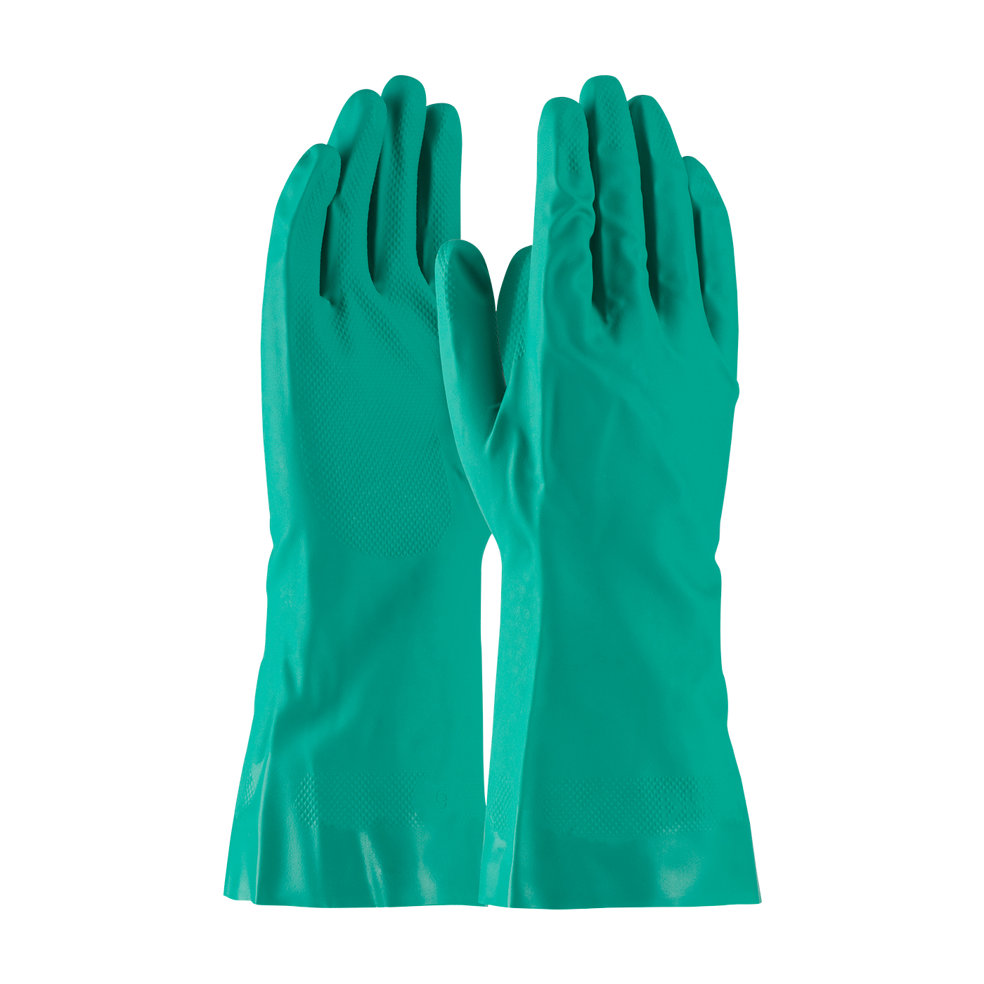 Safety Works® C6852L Heavy Duty Chemical-Resistant Gloves, L, Paired Hand, Latex Rubber, Blue/Natural, Resists: Chemical, Unsupported Support, Gauntlet Cuff