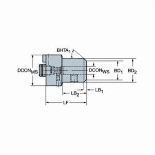 Sandvik Coromant 5759371 Whistle Notch Adaptor, 1.9685 in Dia Adapter/Shank, 1.9685 in Body Dia Workpiece Side