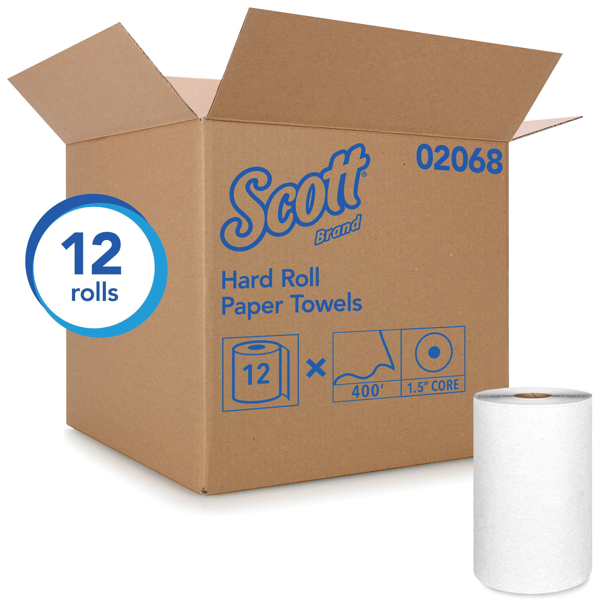 TOWEL SCOTT HARD ROLL WHITE 12/RL