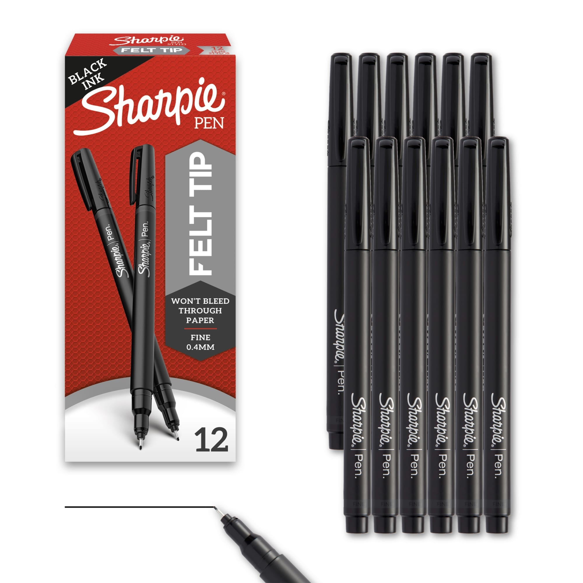 Sharpie® 1742663 Pen, Black Ink, 0.4 mm Tip Fine Tip