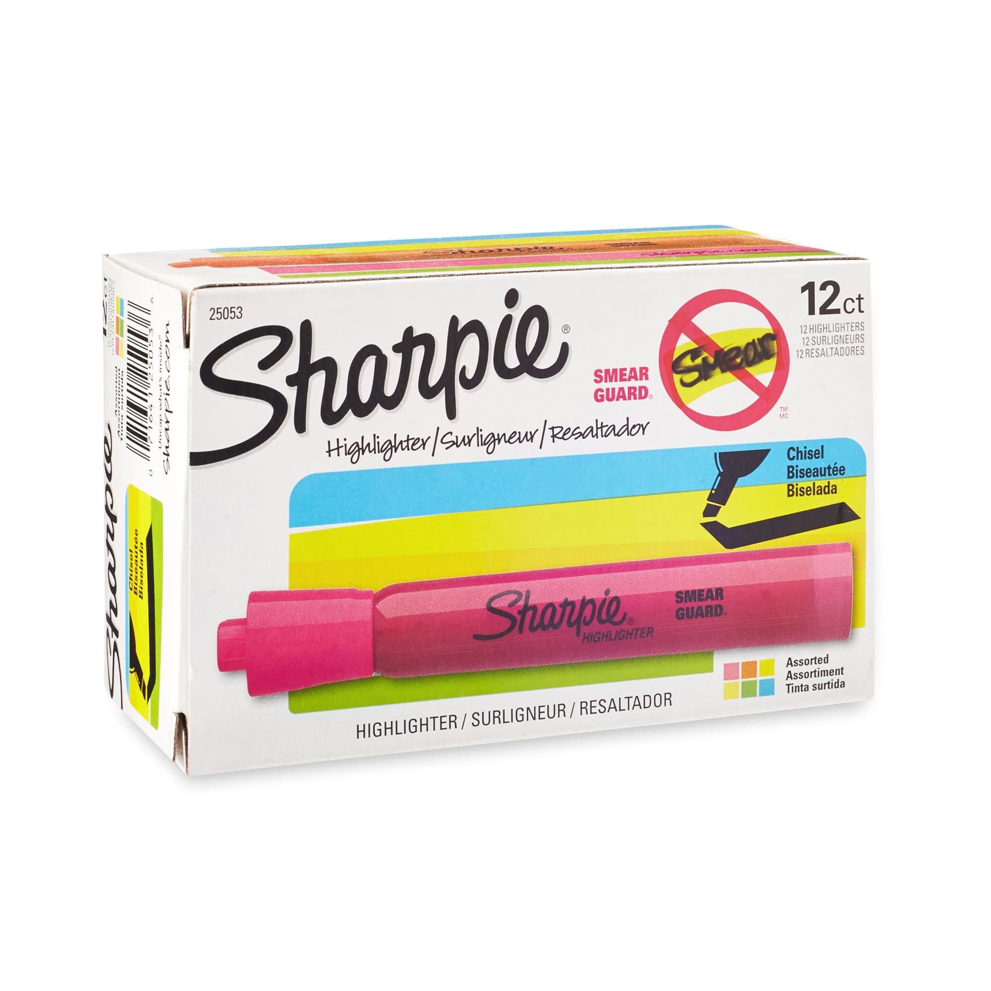 Sharpie® 25053 Highlighter, Blue/Fluorescent Green/Fluorescent Orange/Fluorescent Pink/Fluorescent Yellow/Yellow Ink, Chisel Tip