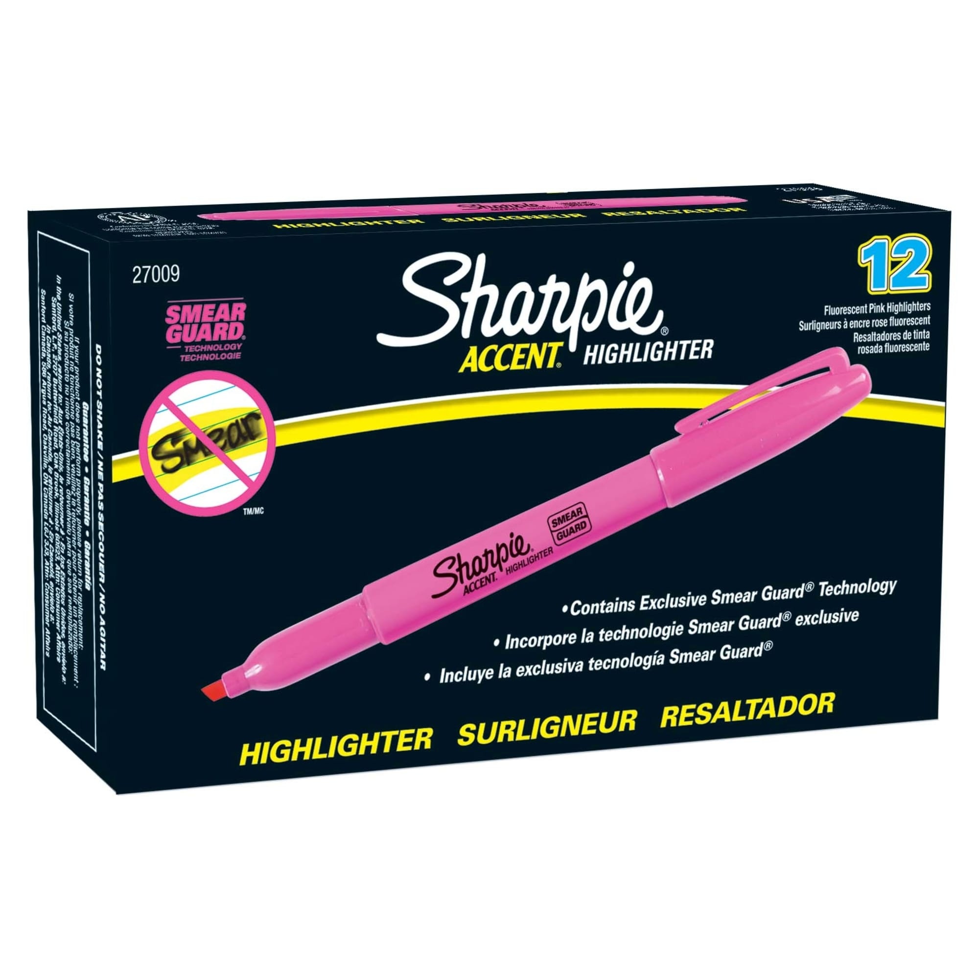 Sharpie® 27009 Highlighter, Pink Ink, Chisel Tip