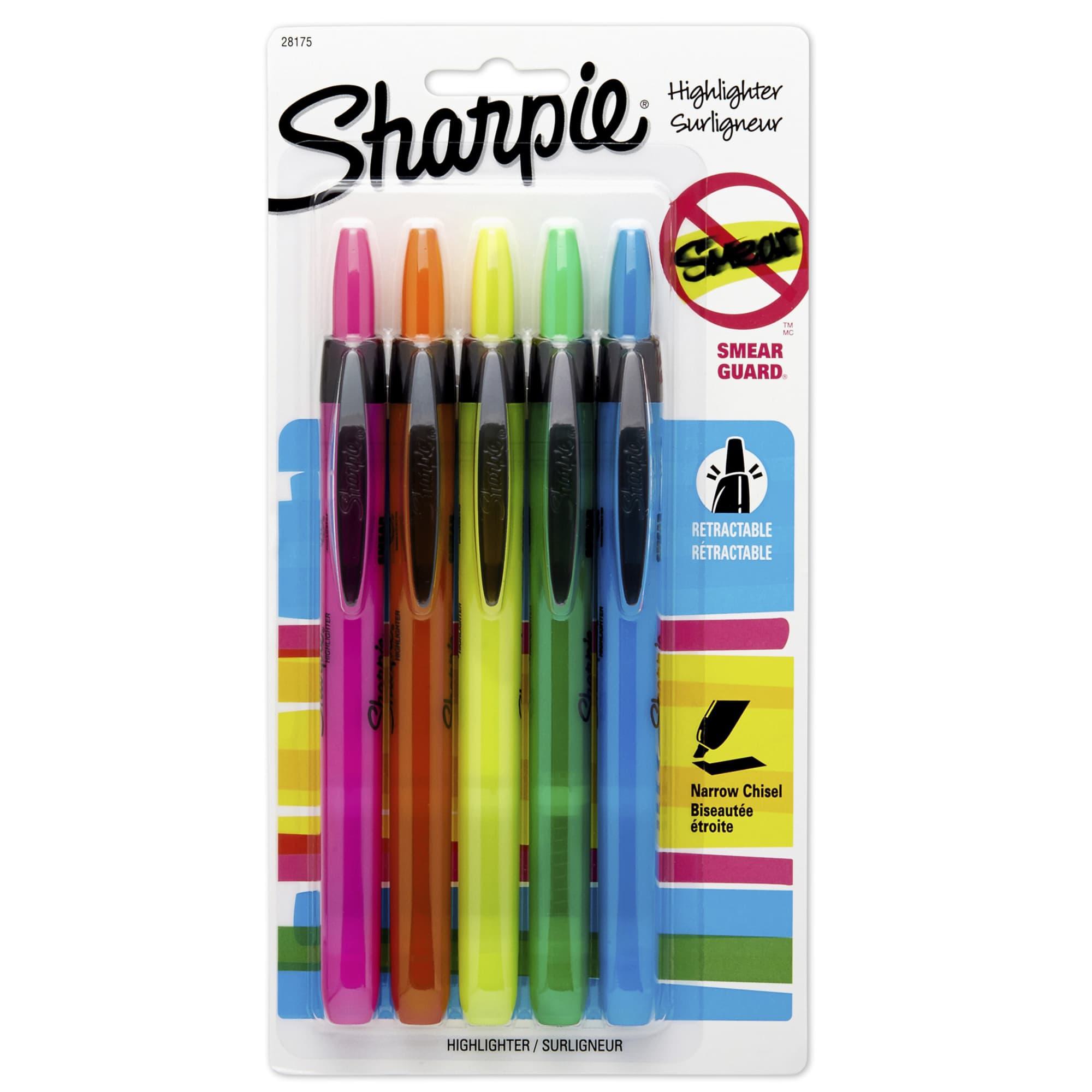 Sharpie® 28175PP Accent Retractable Highlighter, Assorted Ink, Chisel Tip