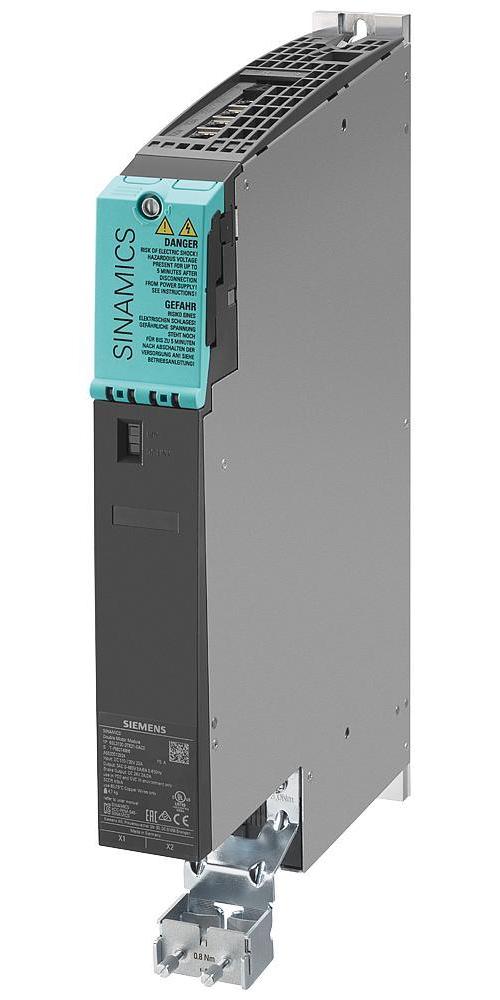 Siemens 6SL31202TE150AD0 SINAMICS S120 3-Phase Double Motor Module, 600 VDC Input, 400 VAC Output, 15 A Output
