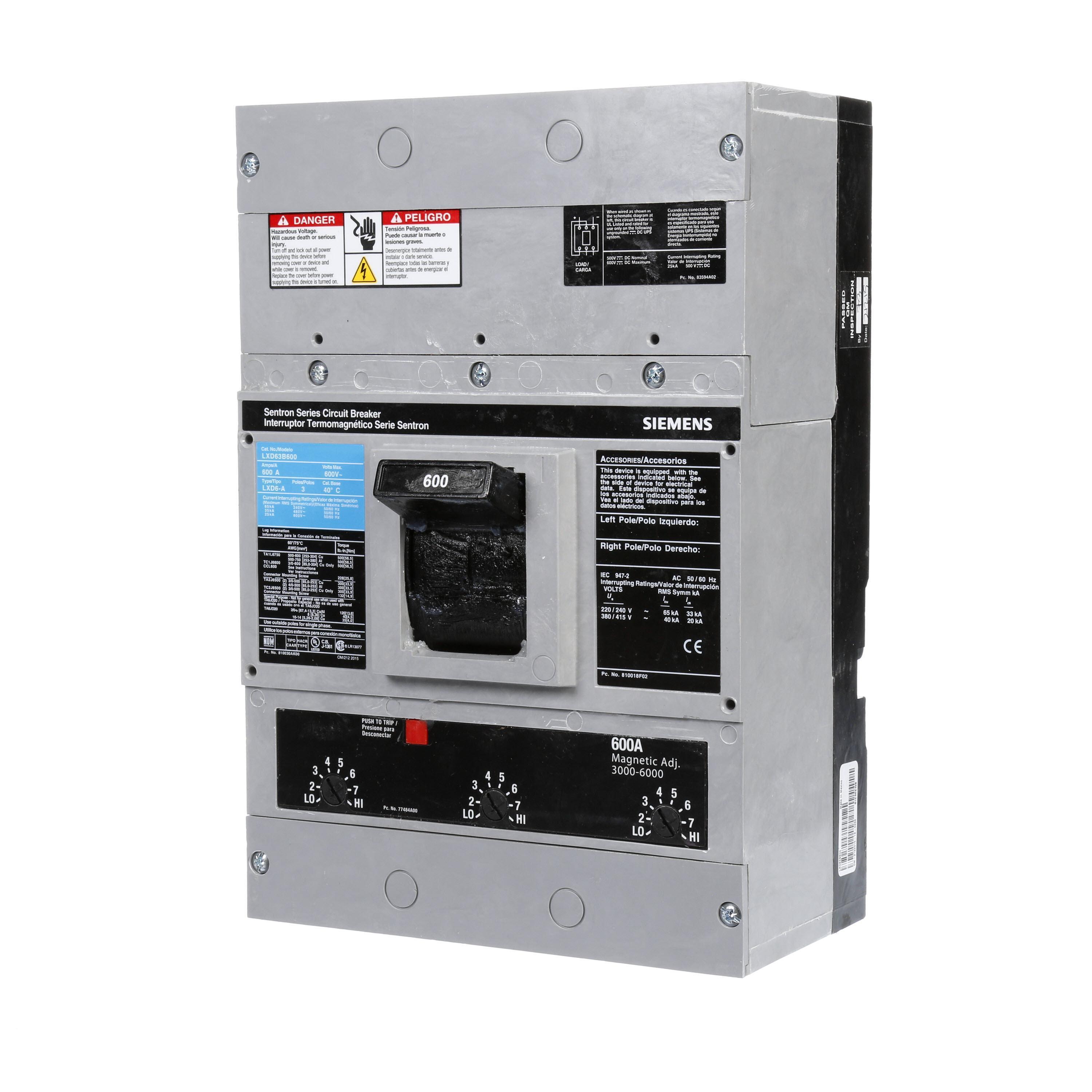 BREAKER CKT CASE MLD 600VAC 600A 25KA 3