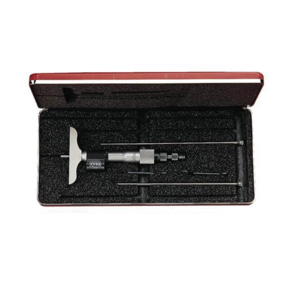 Starrett® 446MAZ-75RL Digital Mechanical Depth Micrometer, 0 to 75 mm, Graduations: 0.01 mm, Black