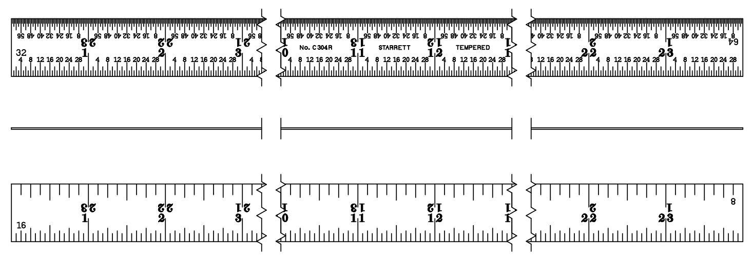 RULE PRCNIN 24X3/4X1/5IN STL SIL BK
