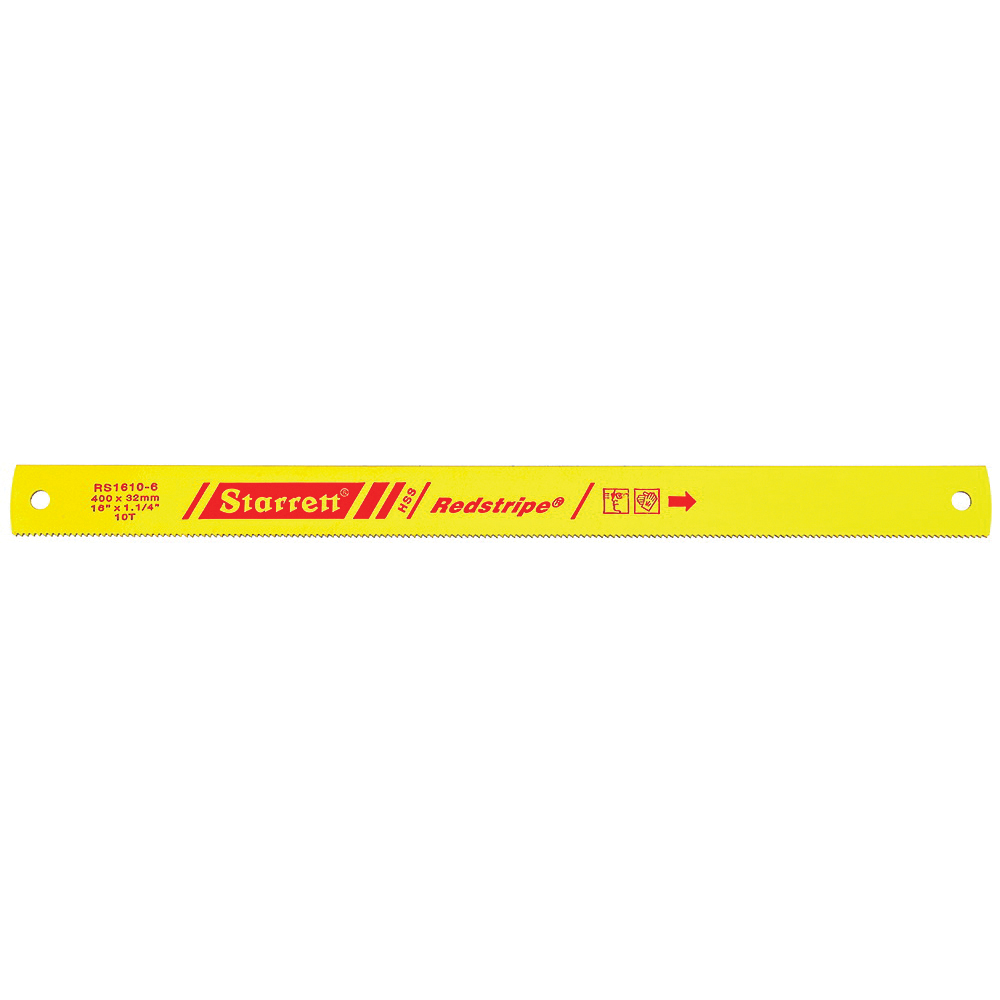Starrett® Redstripe® RS1610-6 Global Series® Power Hacksaw Blade, 16 in L x 1-1/4 in W x 0.062 in THK, HSS Cutting Edge, HSS Blade