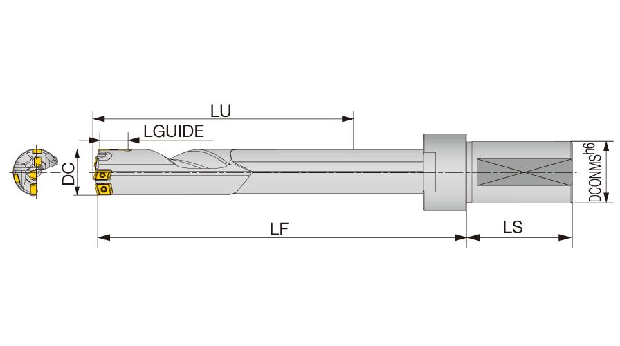 Tungaloy America 4849155 MCTR-F L/D=25 Indexable Insert Drills Drill Body, 40 mm Head Connection