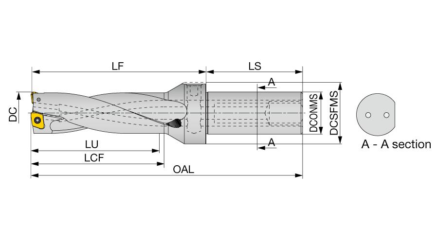 INDEXABLE INSR DR 1-1/4IN 3.71IN
