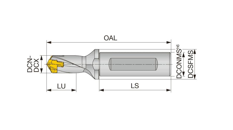 Tungaloy America 6863706 TID-F L/D=1.5 Insert Drill, Flanged Shank, 1.06 in D Drill
