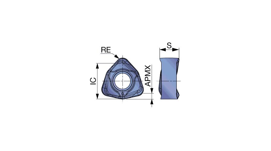 Tungaloy America 6798841 WXMU0303-MM Double-Sided Insert, WXMU Insert, Solid Carbide, Steel/Stainless Cast Iron/Hard Materials/Aluminum/Non-Ferrous Materials/Super-Alloys/Titanium, Trigon Shape