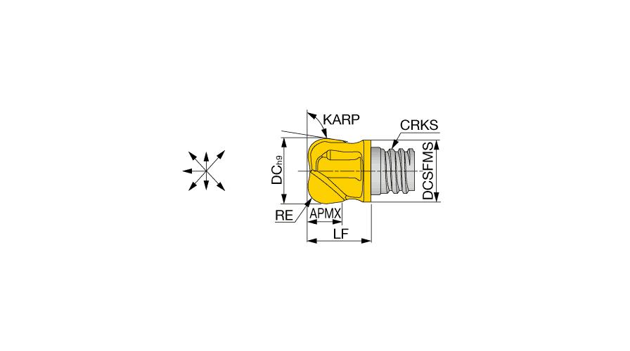 Tungaloy America 6859482 VRB,VRC-02 Radius Insert, Solid Carbide, 1 mm Corner Radius, (2) Flutes