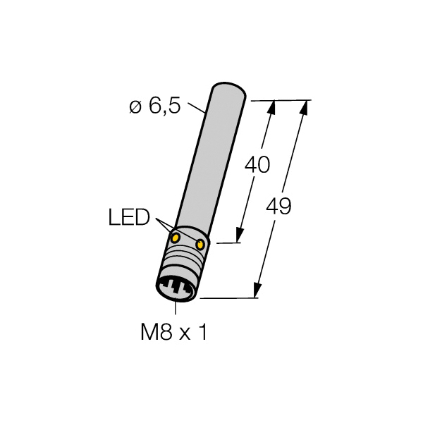 Turck BI2-EH6.5-AP6X-V1131 Inductive Sensor With Increased Switching Distance, 10 to 30 V DC, PNP Output, 1NO