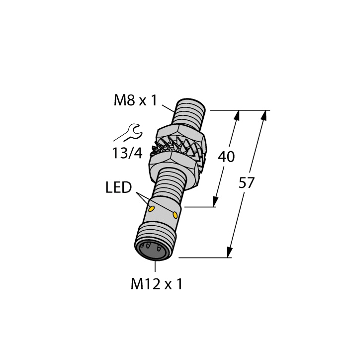 Turck BI2-EG08-VP6X-H1341 Inductive Sensor, PNP Output, 1NO-1NC Contact, 10 to 30 V DC