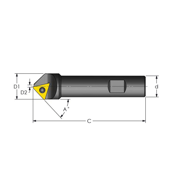 Ultra-Dex 909-000-529 Indexable Chamfer Mill, TCMT 32.52 Insert, 0.188 to 0.972 in Dia Cutting