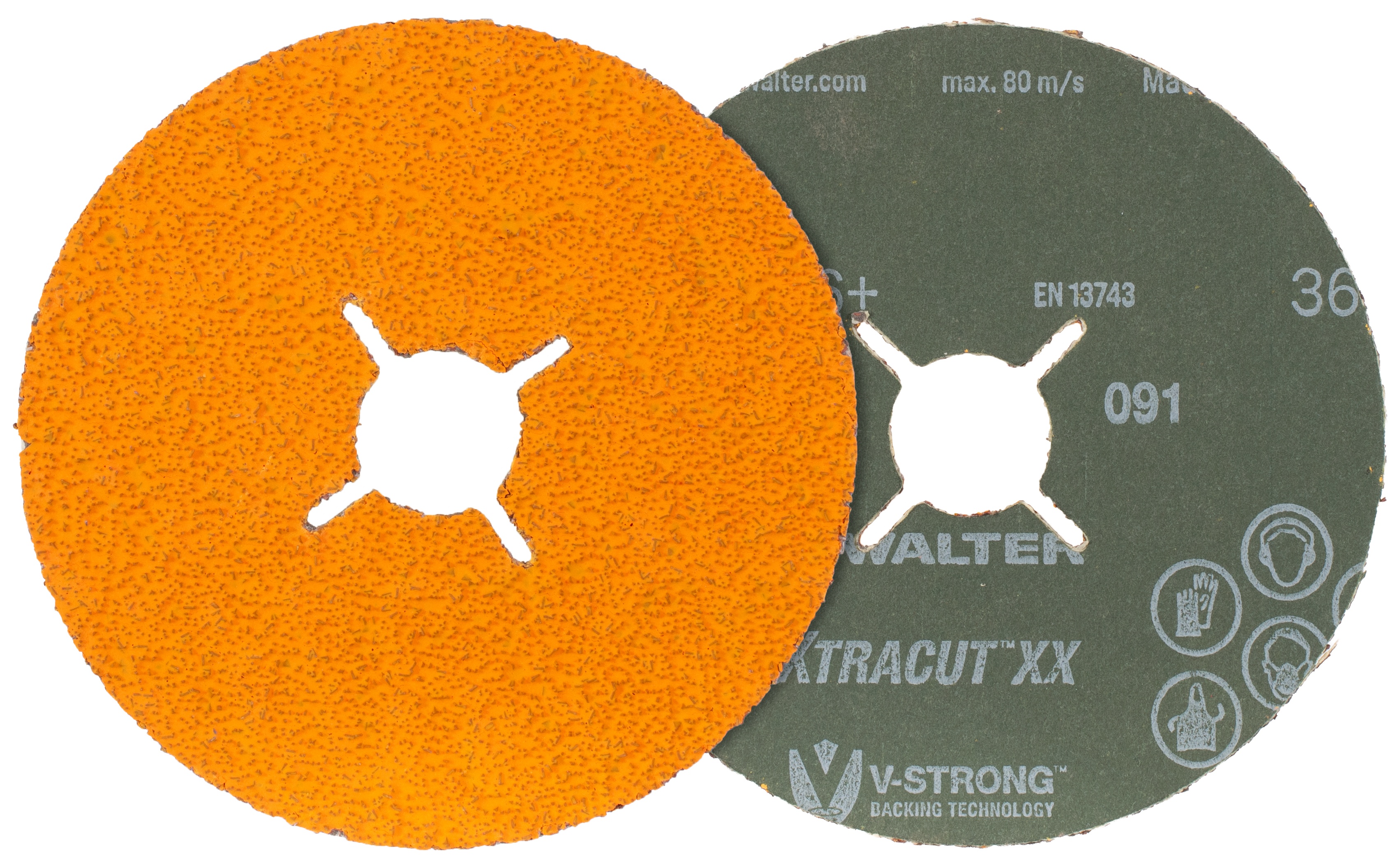 Walter Surface Technologies 15N453 XTRACUT™ XX Fibre Disc, 4-1/2 in Dia Disc, 36 Grit, Ceramic Abrasive